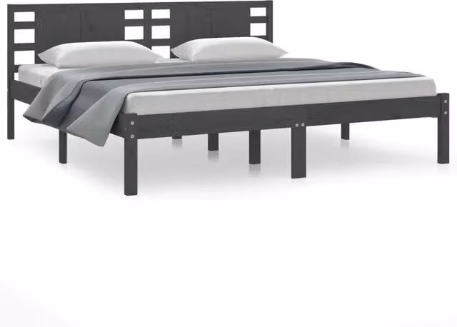 Letto matrimoniale in legno massello di pino grigio con doghe fisse L/P: 200 x 200 cm – 1