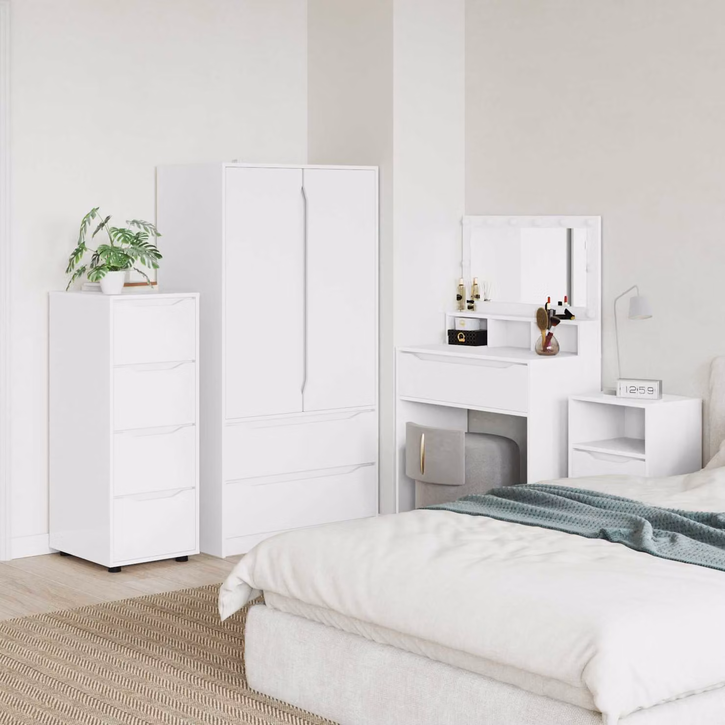 Armadio bianco vidaXL in legno MDF con ante a battente L/P/H: 40 x 48 x 105 cm