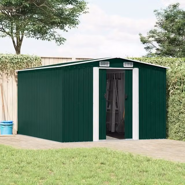 Casetta da Giardino Videx in Acciaio Zincato Verde L/P/H: 257 x 298 x 178 cm – 1