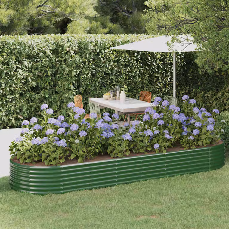 Letto da giardino rialzato vidaXL in acciaio zincato verde L: 322 cm, P: 100 cm, H: 36 cm