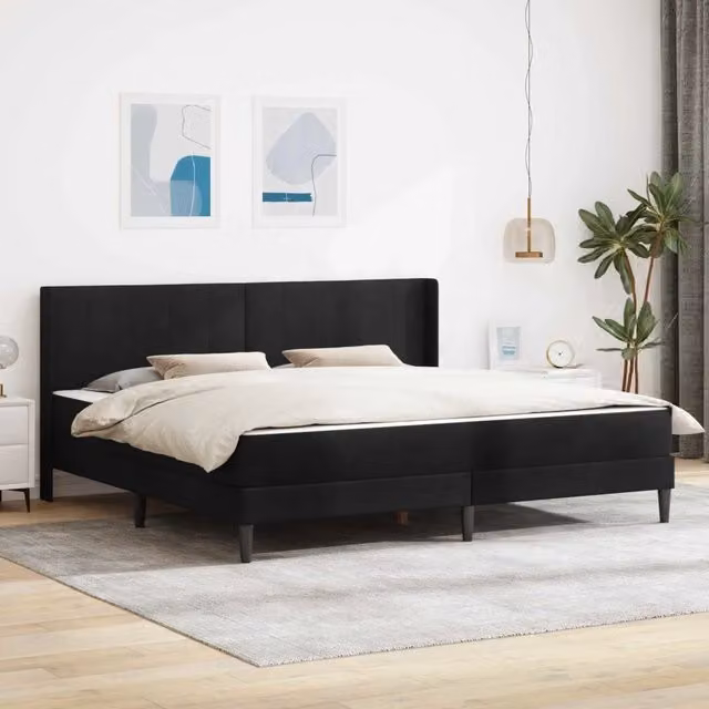 Struttura letto con materasso vidaXL in velluto nero L/P/H: 180 x 200 x 280 cm
