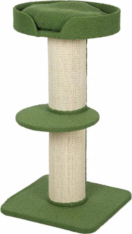 Albero per gatti, altezza 91 cm, con cuccia, piattaforma, rivestito in lana (colore verde)
