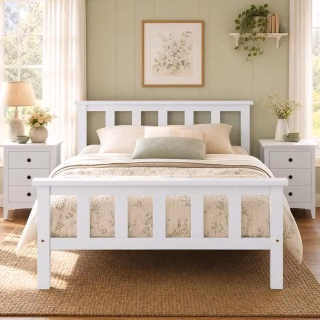 Letto singolo bianco 90 x 200 cm con rete a doghe