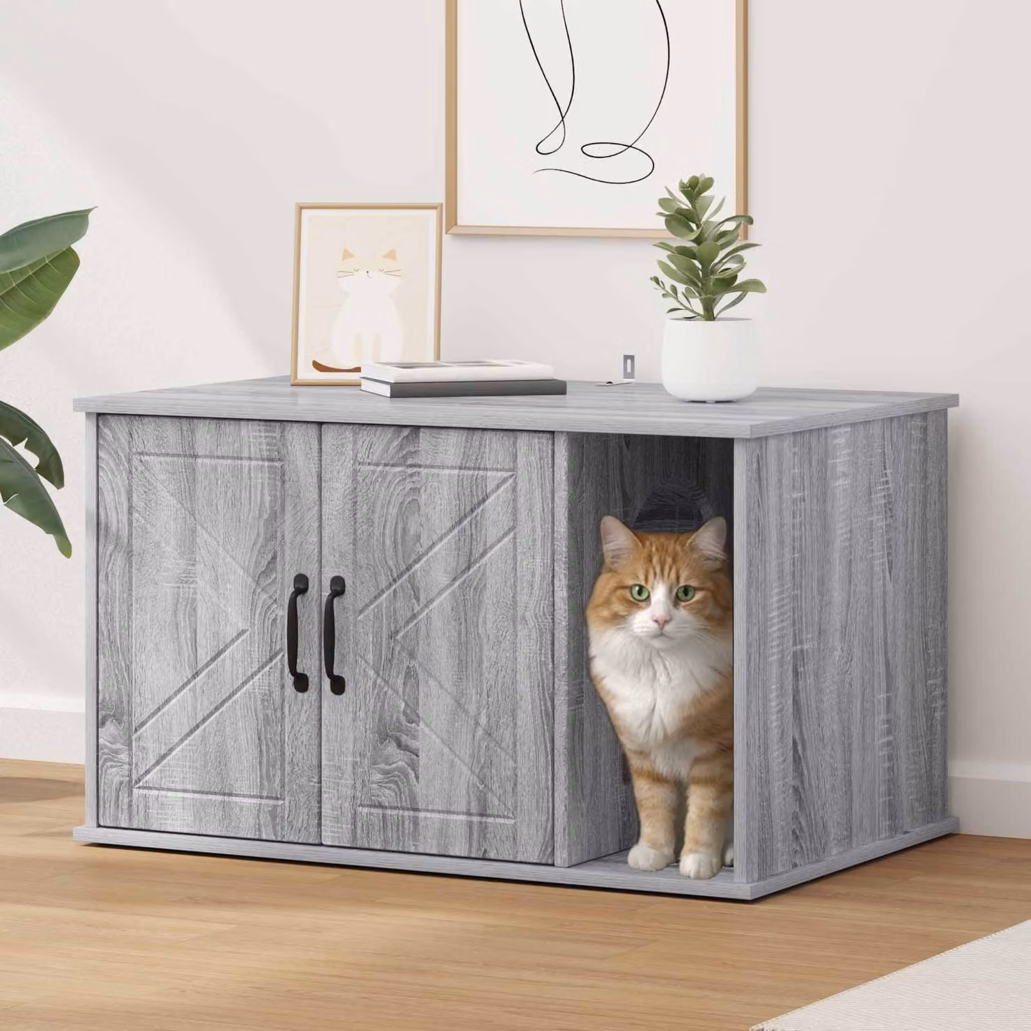 Casa per gatti vidaXL Sonoma grigio L: 85 cm, P: 55 cm, H: 50,5 cm