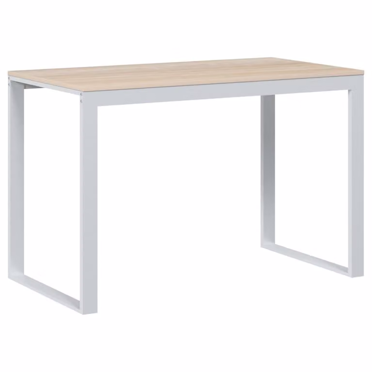 Scrivania Computer Bianca e Rovere 110x60x73 Legno Multistrato