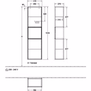 Villeroy & Boch F460GMGK Finion F46 colonna 418x1516x270mm