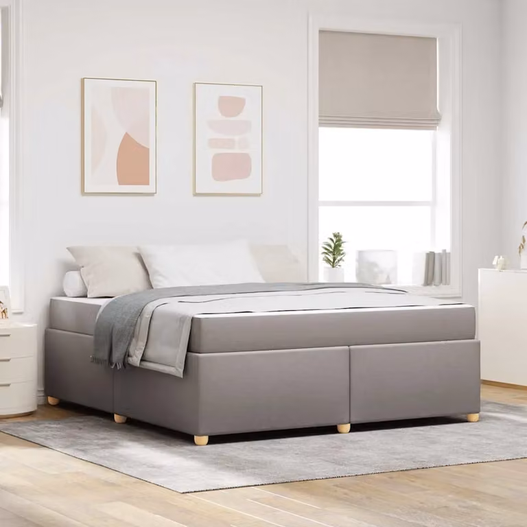 Struttura del letto imbottita Talpa vidaXL in tessuto beige o grigio, L: 180 cm, P: 200 cm, H: 102 cm