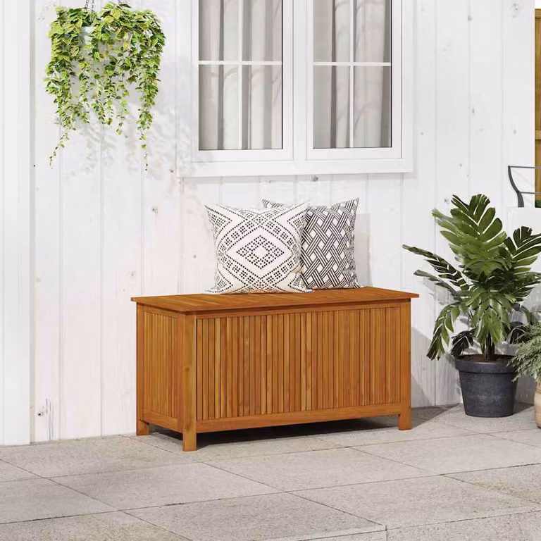 vidaXL Contenitore da Giardino in Legno di Acacia Oiled Marrone L: 113 cm, P: 50 cm, H: 58 cm