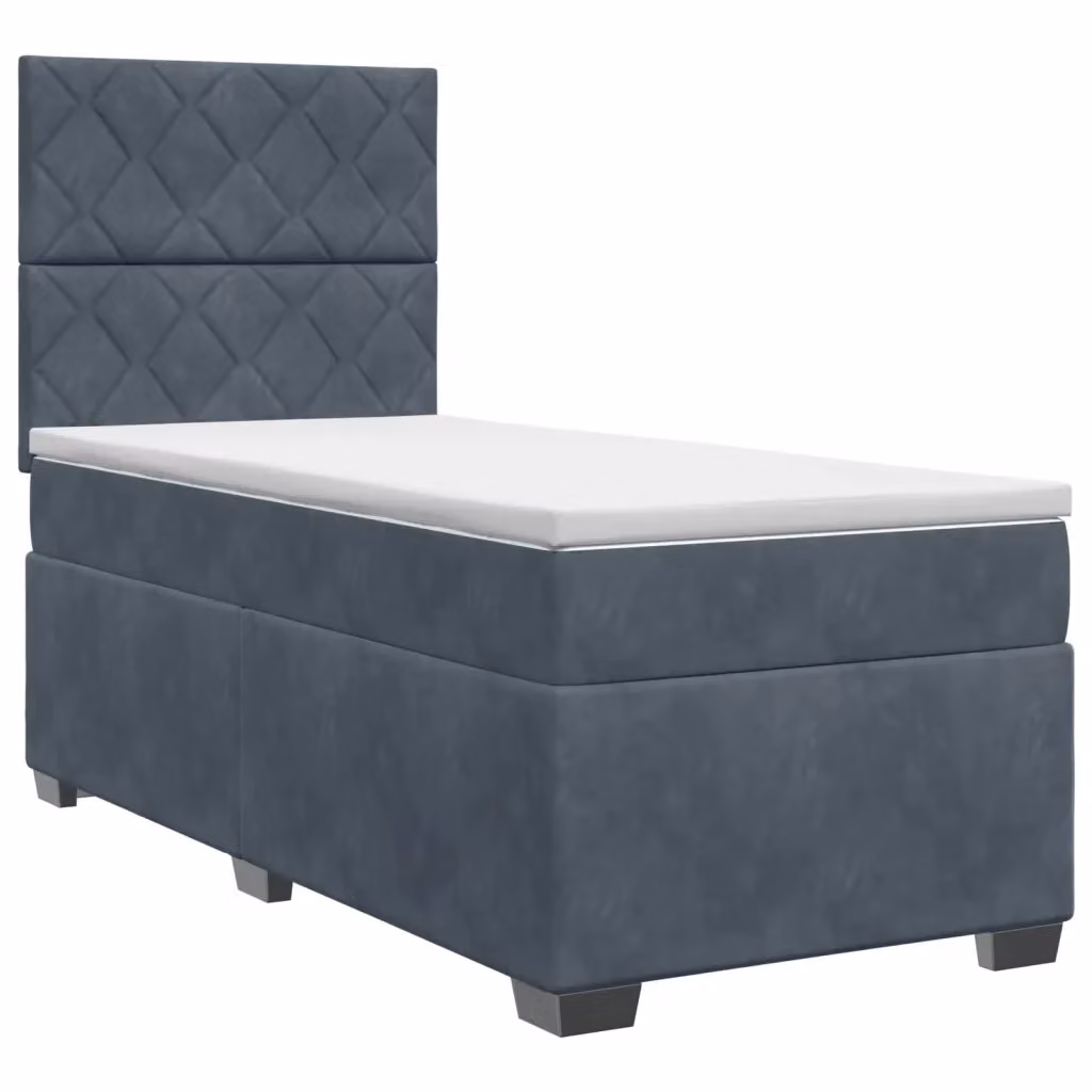 Letto box spring con materasso ibrido vidaXL in velluto grigio, L/P/H: 90 x 200 cm – 2