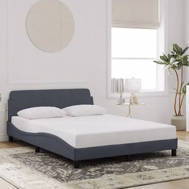 Letto con struttura imbottita in velluto grigio vidaXL L/P: 140 x 200 cm – 1