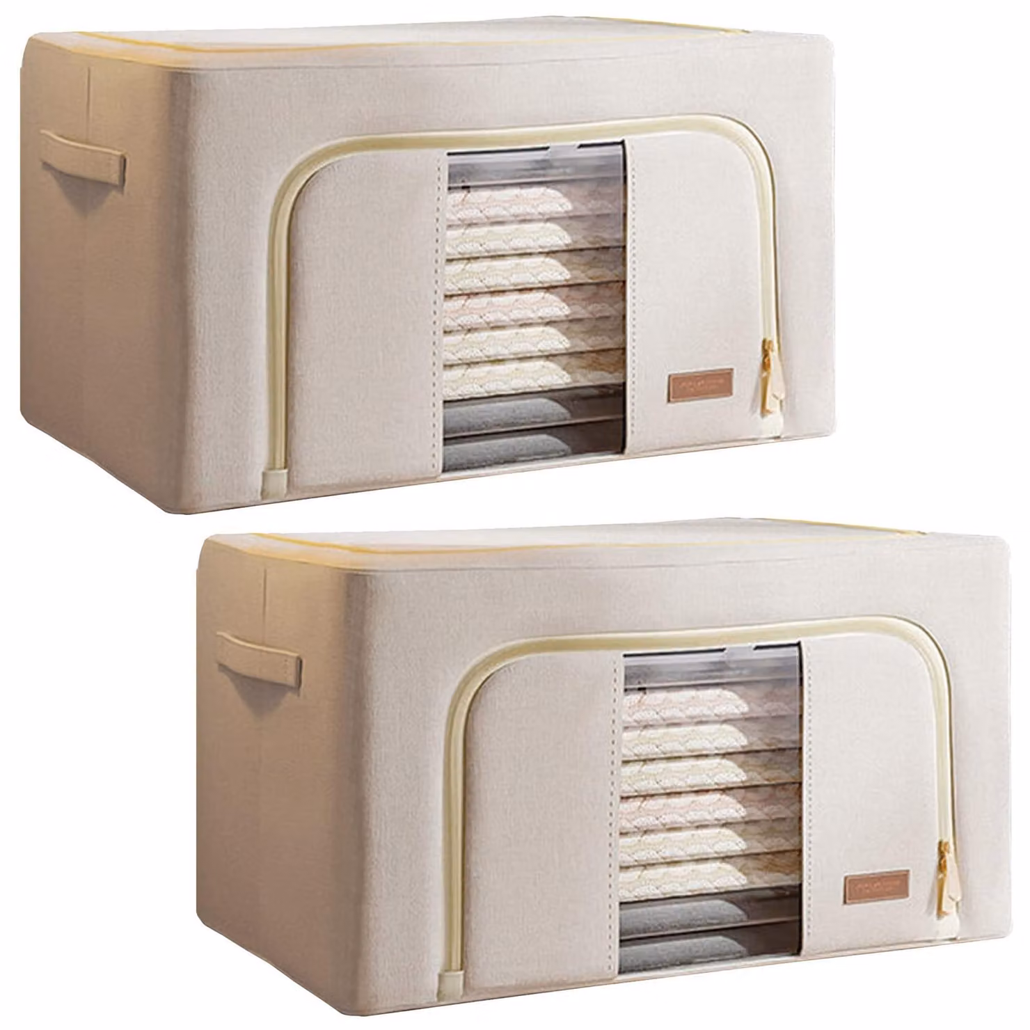 Omgoods - Set di 2 scatole portaoggetti per abbigliamento - 48 litri (24 x 2), tessuto pieghevole