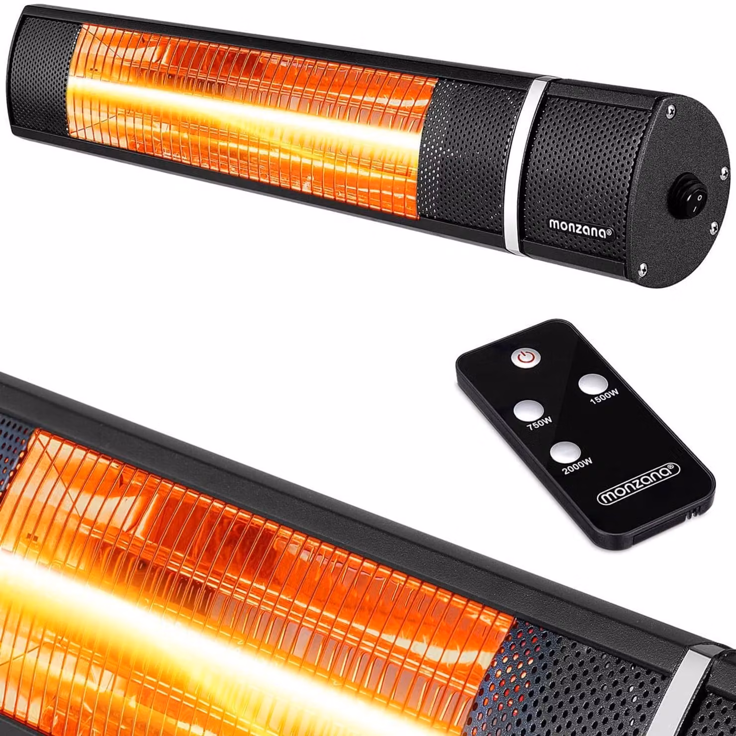 Riscaldatore a infrarossi per esterni, 2000 W, nero, IP55