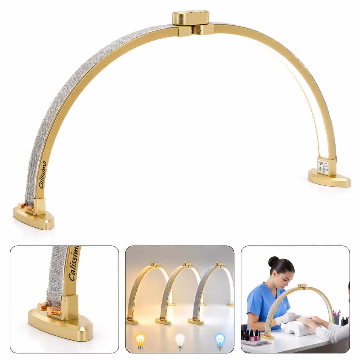 Lampada Estetica ARCH Moon LED senza ombre per trattamenti pieghevole da tavolo oro