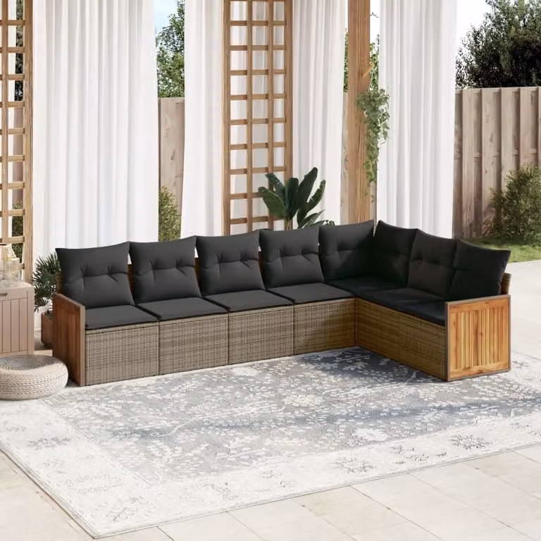 Maison Exclusive - Set Divani da Giardino 7 pz con Cuscini Grigio in Polyrattan