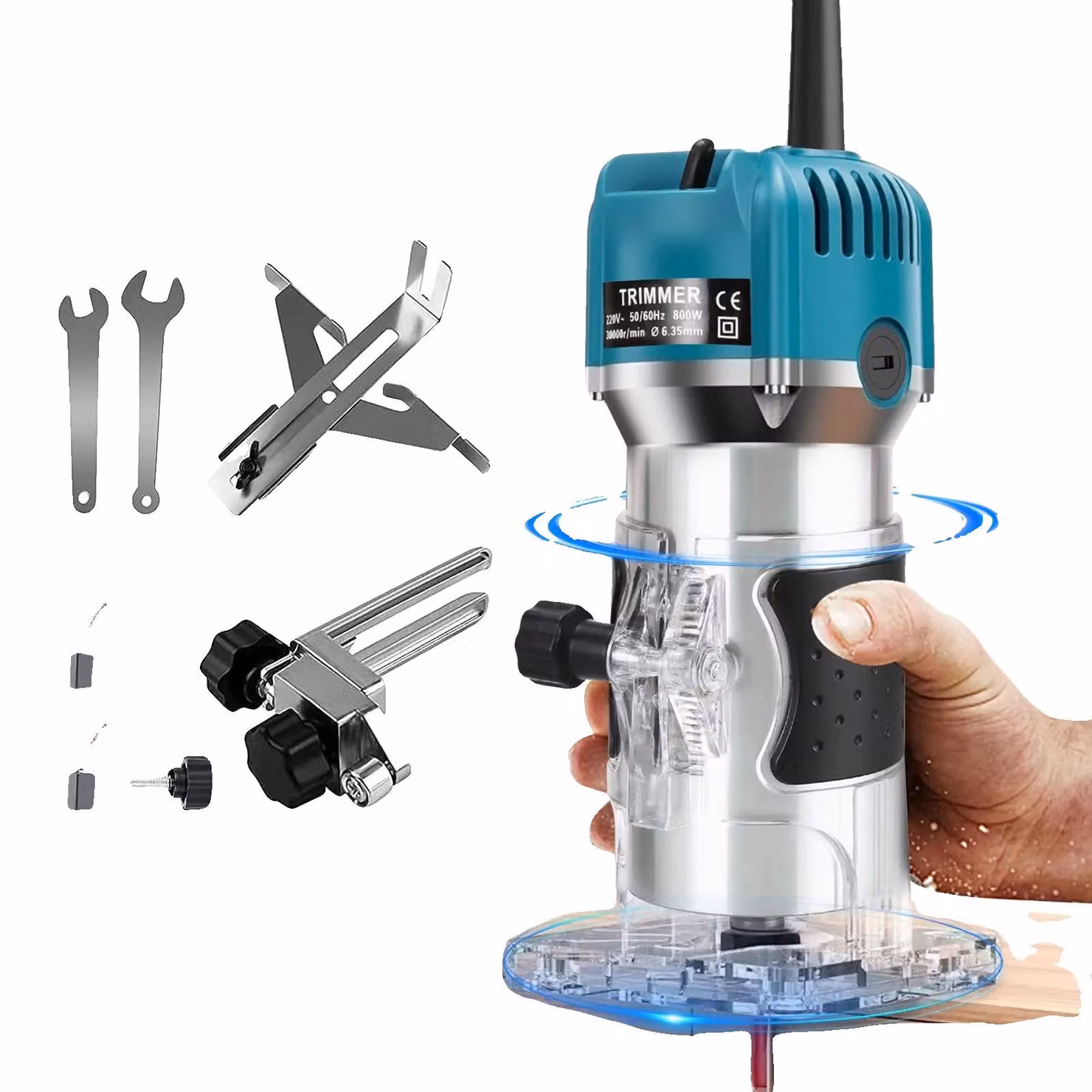 Tagliabordi elettrico, 800 W, fresatrice ad alta velocità da 30.000 giri/min, punta n. 15