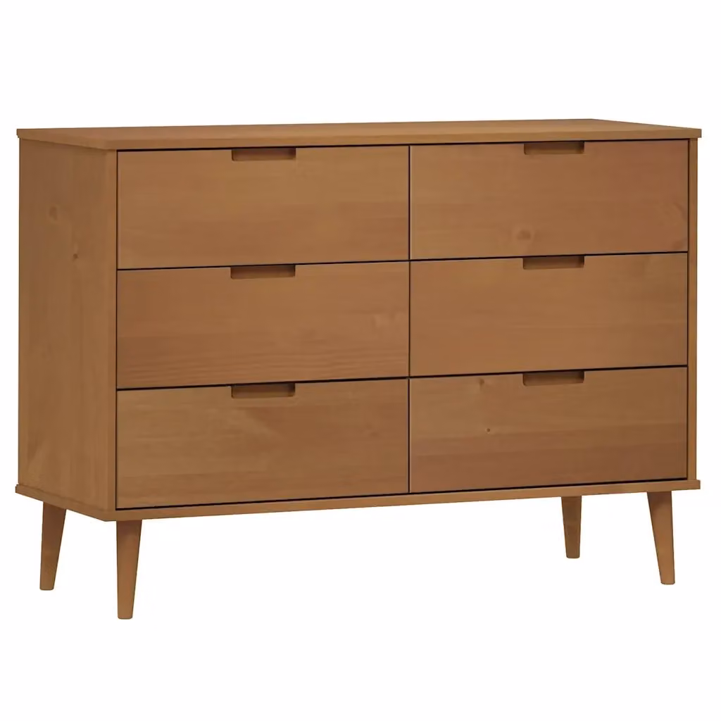 Cassettiera MOLDE vidaXL in legno massello di pino marrone L: 113 cm, P: 40 cm, H: 80 cm – 2