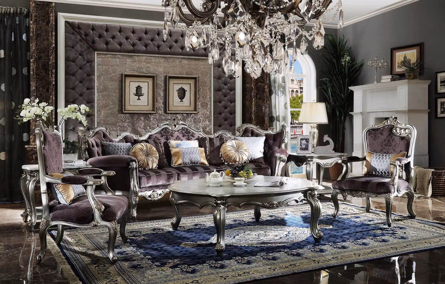 Sofagarnitur 4+1+1 Sitzer Couchtisch 4tlg. Set Design Sofa Couchen Barock Rokoko
