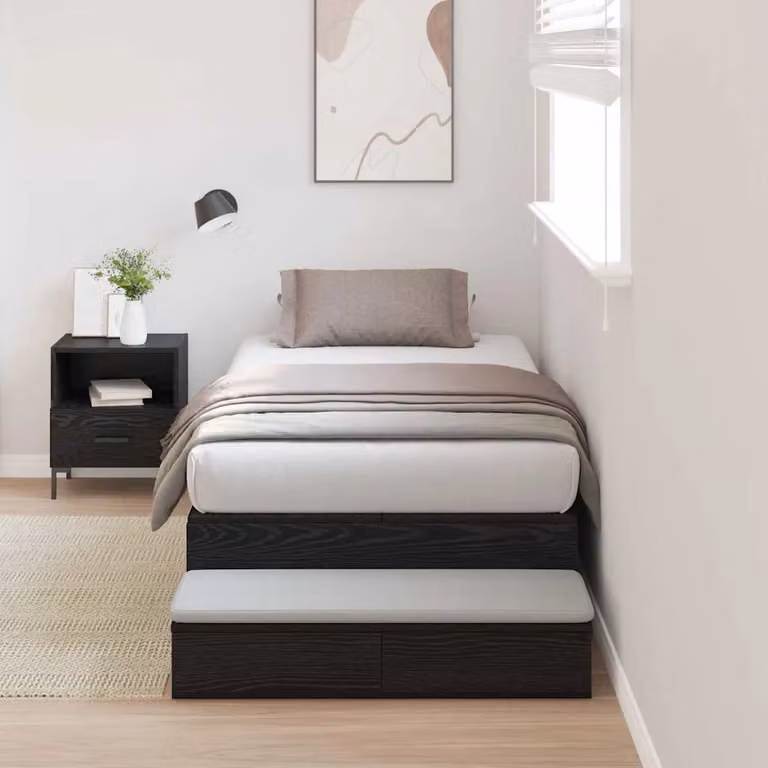 Letto con contenitore e cassetto vidaXL in legno Rovere Nero 100x200 cm