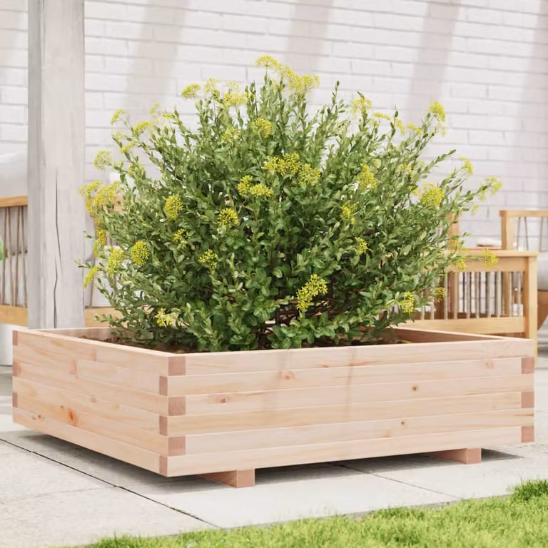 Fioriera da giardino vidaXL in legno di pino massello, marrone e beige, L/P/H: 90 x 90 x 26,5 cm
