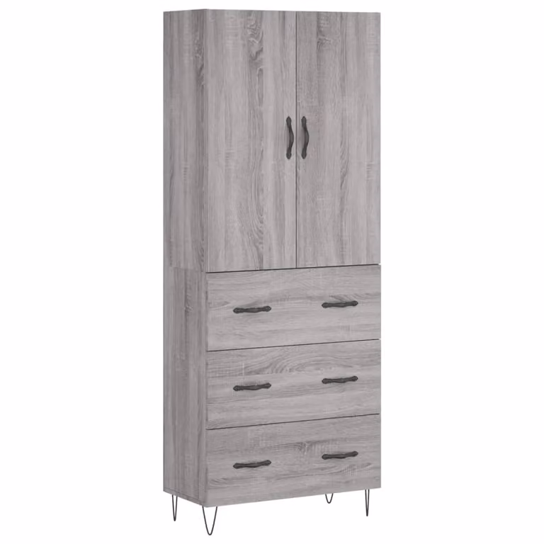 Credenza Grigio Sonoma 69,5x34x180 cm in Legno Multistrato
