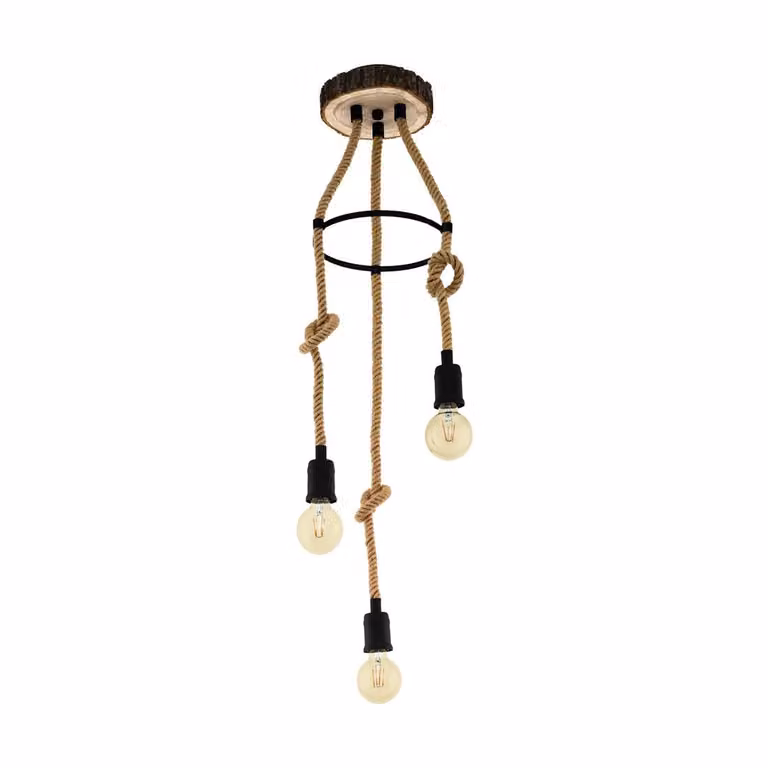 EGLO Rampside, montaggio fisso, nero, naturale/naturale, acciaio, legno, interno, IP20, I