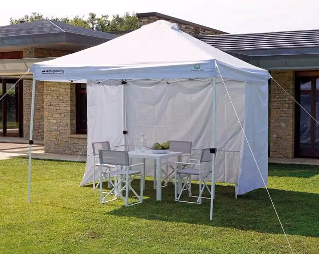 Gazebo Pieghevole da Giardino in Ferro 3x3m Bianco