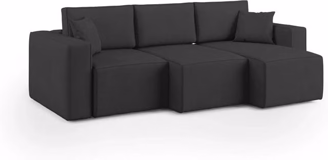 Divani.Store Morfeo Divano a 3 sedute in tessuto nero con imbottitura in piuma e coperture rimovibili, Larghezza: 245 cm – 1