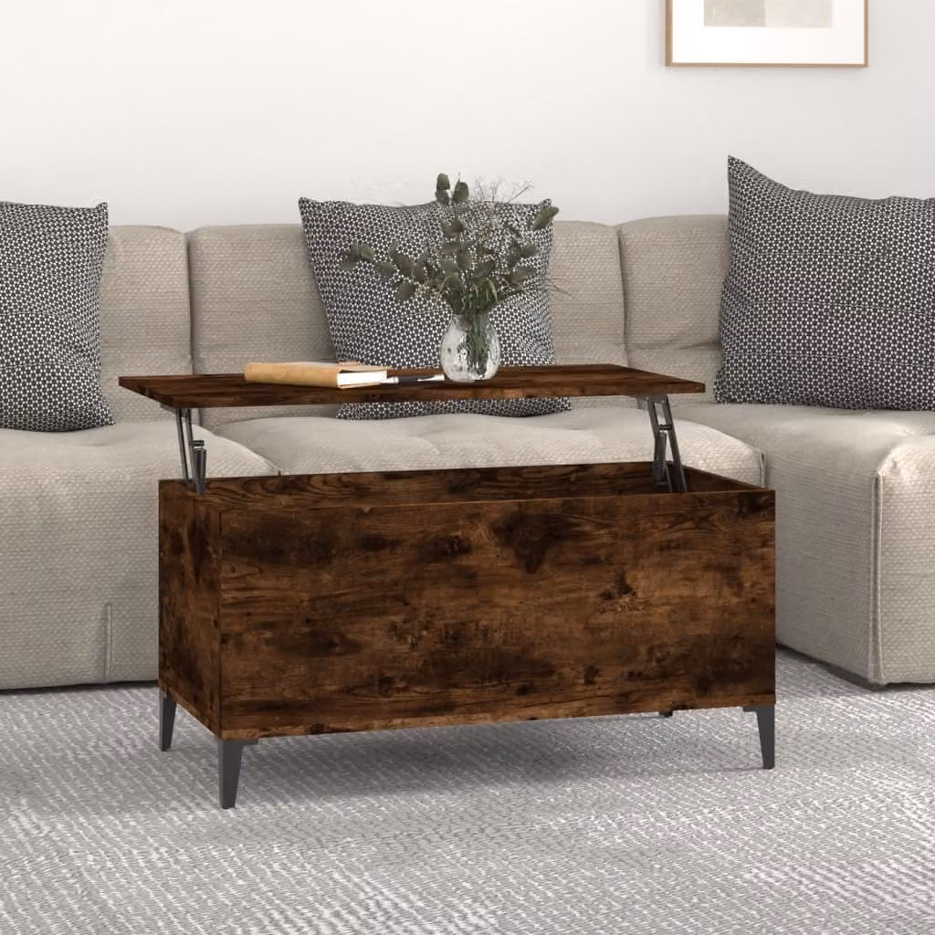 vidaXL Tavolino in rovere affumicato 90x44,5x45 cm in legno - Tavolino - Tavolini - Tavolino - Tavolino da salotto