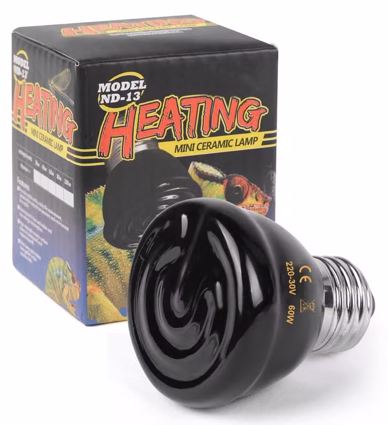 Lampada riscaldante in Vetroceramica, 220V, attacco E27, 60W, nera, lampada a infrarossi per rettili e animali