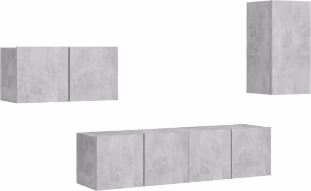 Set di Mobili Porta TV 4 pz | Armadietto TV | Mobile Porta TV Grigio Cemento in Legno Multistrato