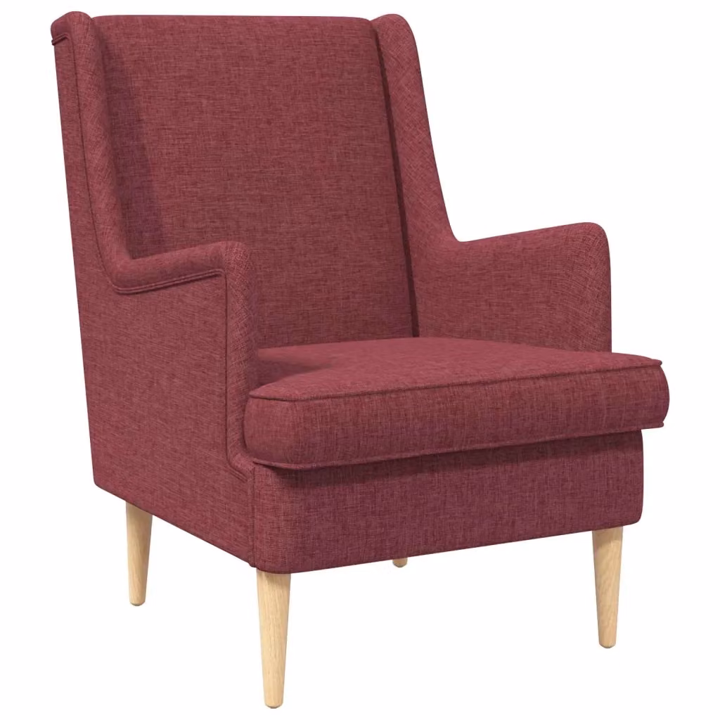 Poltrona Lounge Moderna in Tessuto Rosso con Braccioli e Struttura in Legno e Metallo – 2