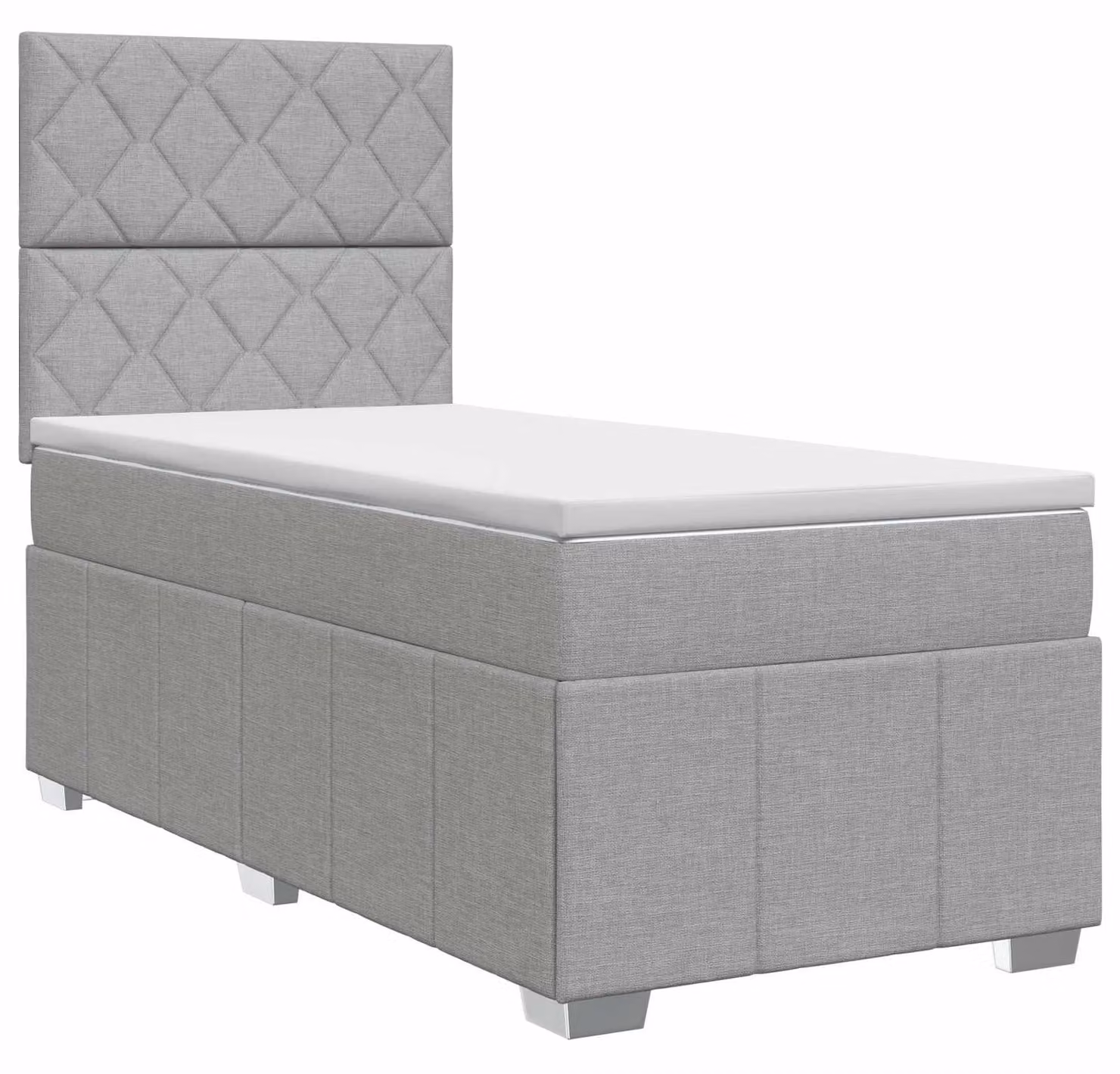 Letto a molle con materasso grigio chiaro 100 x 200 cm in tessuto