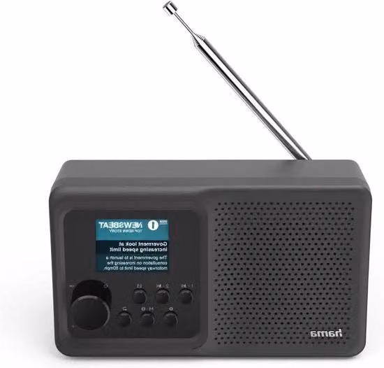 Radio digitale portatile con DAB/DAB+/FM - schermo a colori e interfaccia facile da usare - 8 ore di autonomia - ingresso USB-C - formato compattibile - ingresso AUX - colore nero