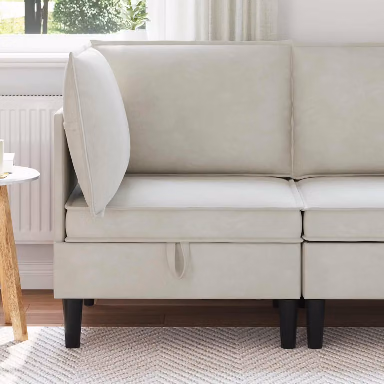 Divano con contenitore vidaXL in velluto beige per il tuo soggiorno