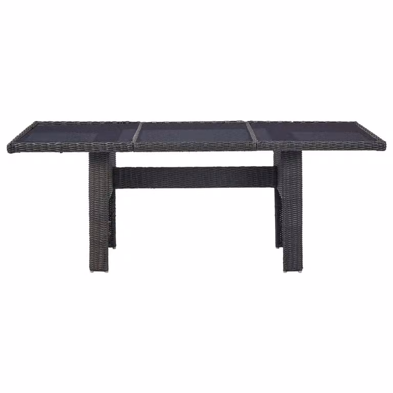 Tavolo da Giardino Nero 200x100x74 cm in Vetro e Polyrattan