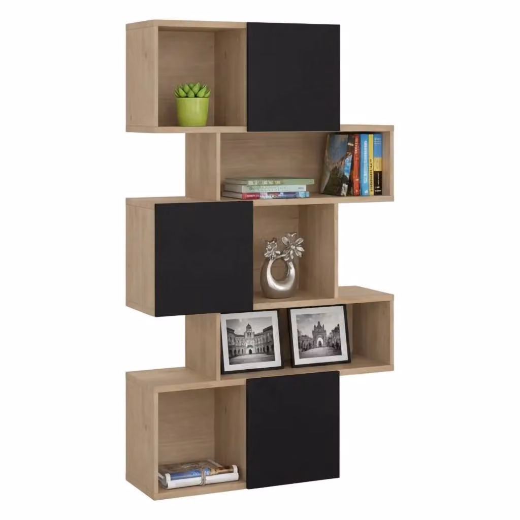 Libreria Acetosella DMORA, Scaffale Moderno per Ufficio e Soggiorno, Rovere e Nero, L 96 cm x P 31,5 cm x H 166 cm – 2