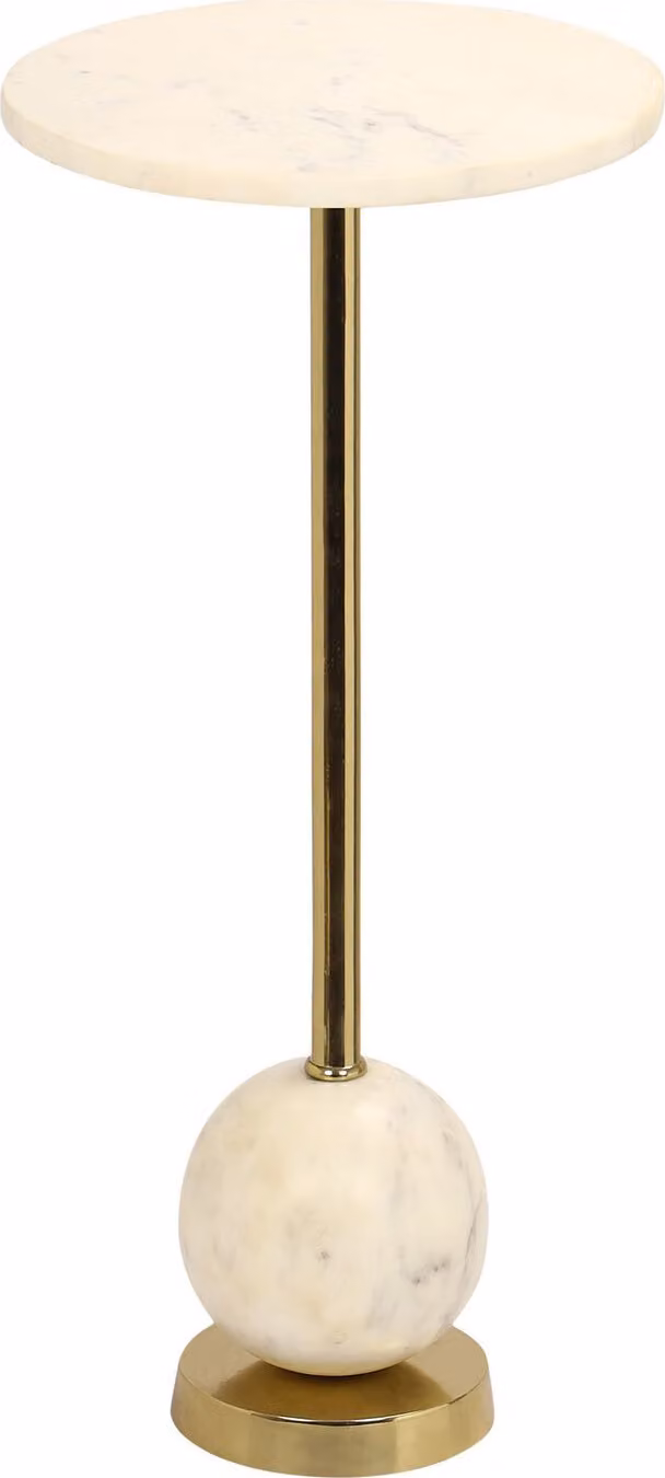 Tavolino Salo, tavolo angolare Ø25cm marmo ottone, marmo.
