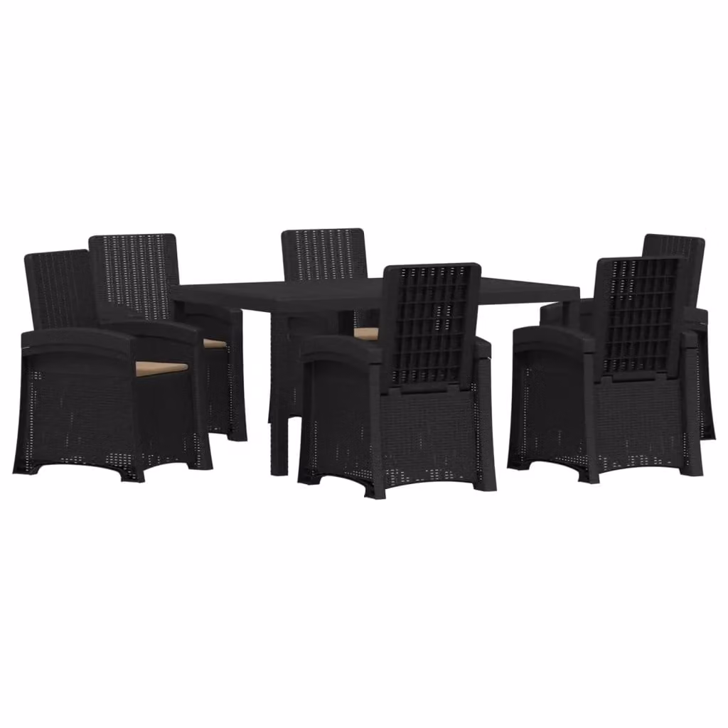 Set da pranzo da giardino moderno vidaXL in rattan antracite e beige composto da 7 pezzi – 2