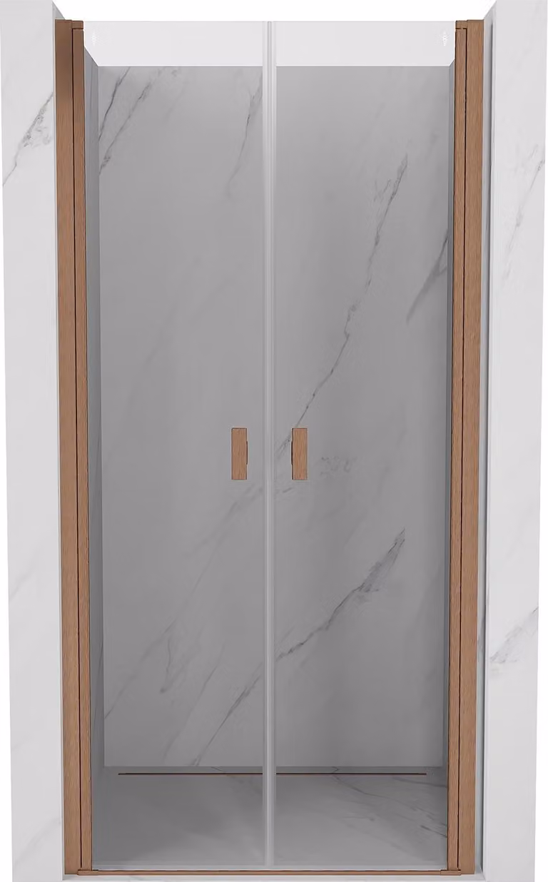 Mexen Mist porta doccia a battente 85 cm, trasparente, rame spazzolato - 8A7-085-000-65-00