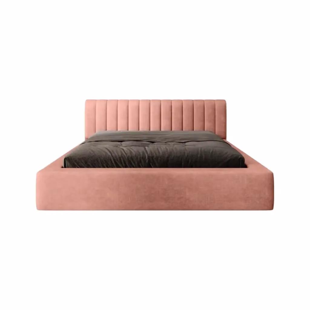 Letto contenitore CERVIN Meublorama in velluto rosa con rete sollevabile L/P: 160 x 200 cm – 2