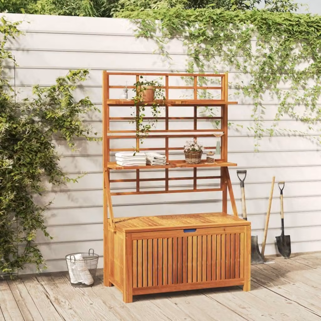 The Living Store Cassapanca a traliccio 99x50x160 cm in legno massiccio di acacia