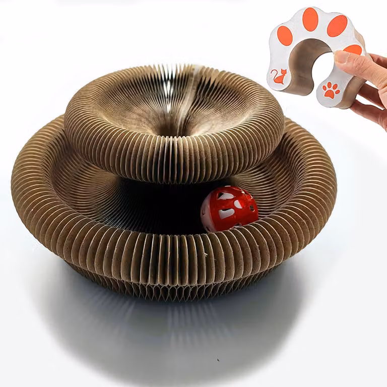 Tavola di graffio per gatti, pieghevole, dimensioni 24 x 11 cm, con campanello colorato, ideale per l'uso in casa