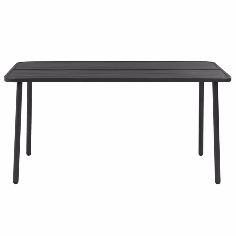 Tavolo da giardino grigio scuro 150x90x72 cm in acciaio
