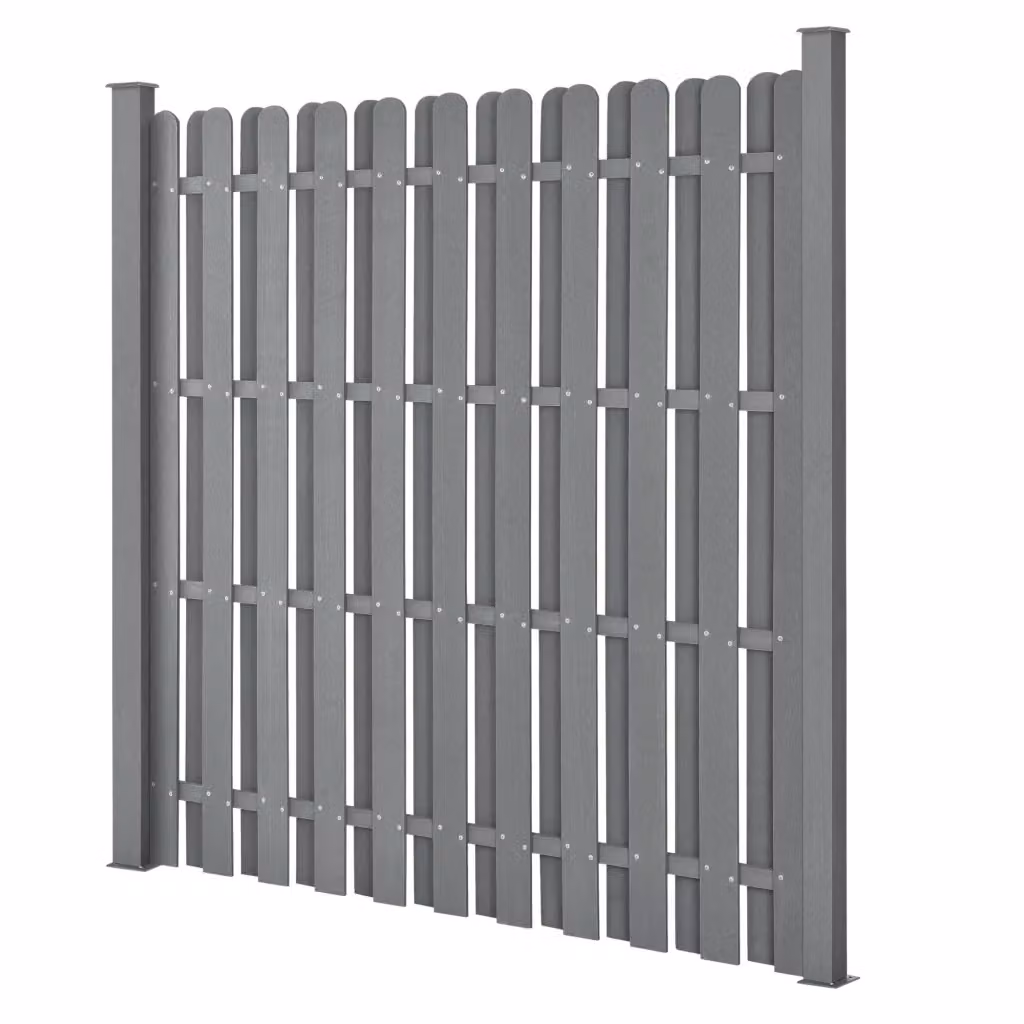 Set di 4 pannelli frangivento e per la privacy in legno composito WPC grigio H: 185 cm x L: 747 cm – 2