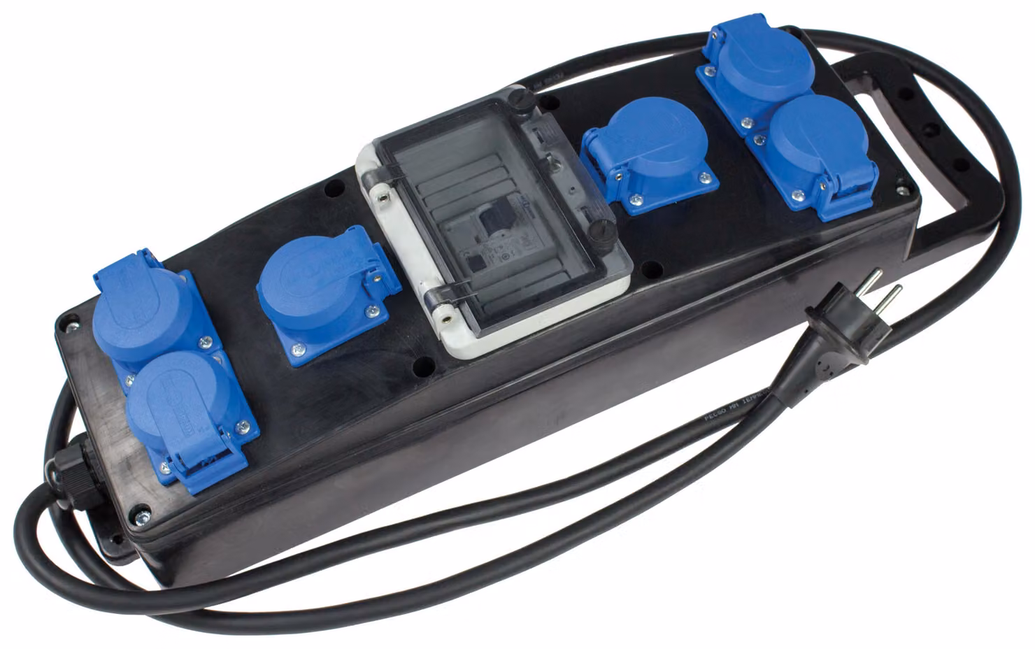 distributore di corrente in gomma piena Schuko 3G2,5 a 6x Schuko 230V 16A IP44