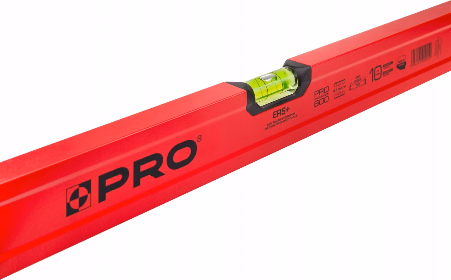 Livella PRO600 da 120 cm con profilo ergonomico - livella ERS+ (Easy Reading System) di precisione con tappi antiurto - colore rosso
