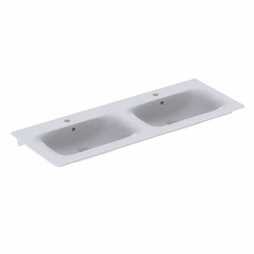 Geberit mobili lavabo doppio RENOVA PLAN 1300 x 480 mm, con foro per rubinetto, con sfioratore bianco