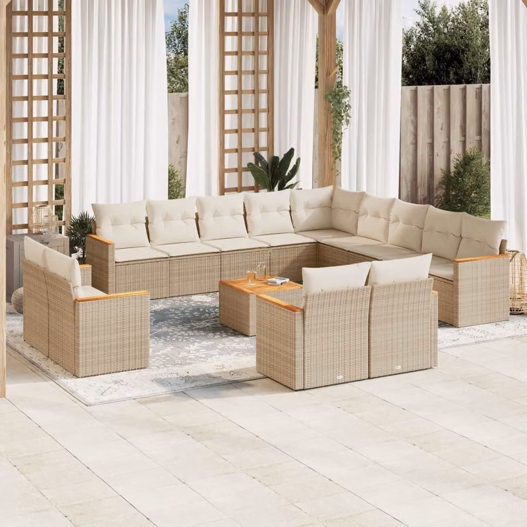 Maison Exclusive - Set Divani da Giardino 14pz con Cuscini in Polyrattan Beige