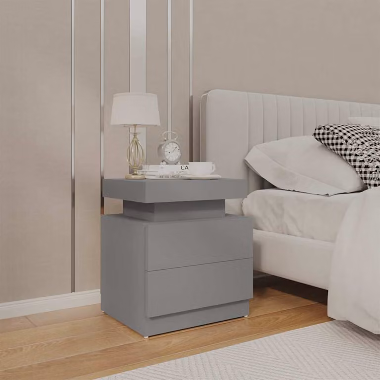Comodino moderno vidaXL in legno grigio, sospeso a parete, L 45 cm x P 35 cm x H 52 cm