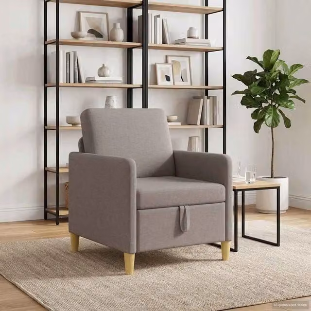 Divano beige con struttura in metallo e rivestimento in tessuto vidaXL L: 78 cm, P: 72 cm, H: 87 cm – 1
